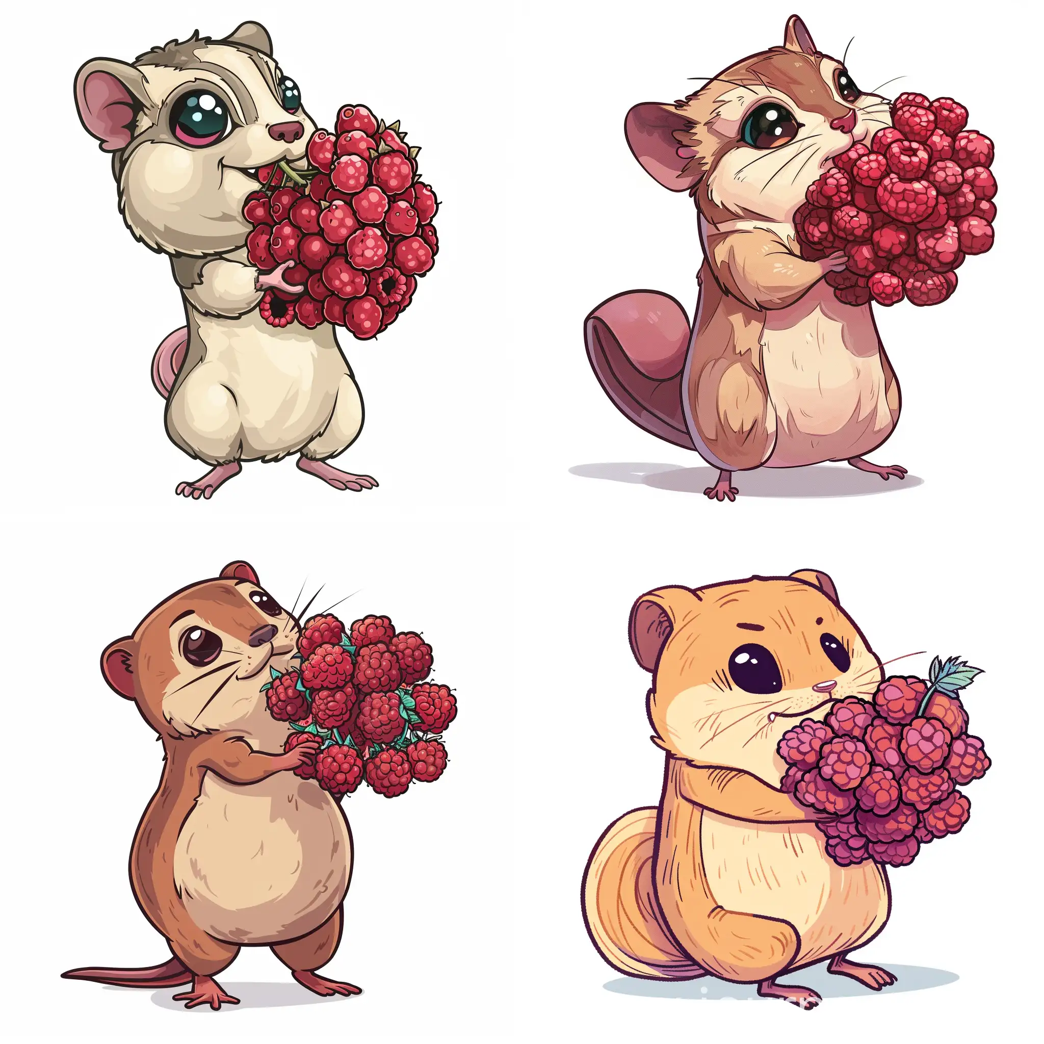 Cute-Cartoon-Shrew-Holding-Giant-Cluster-of-Raspberries