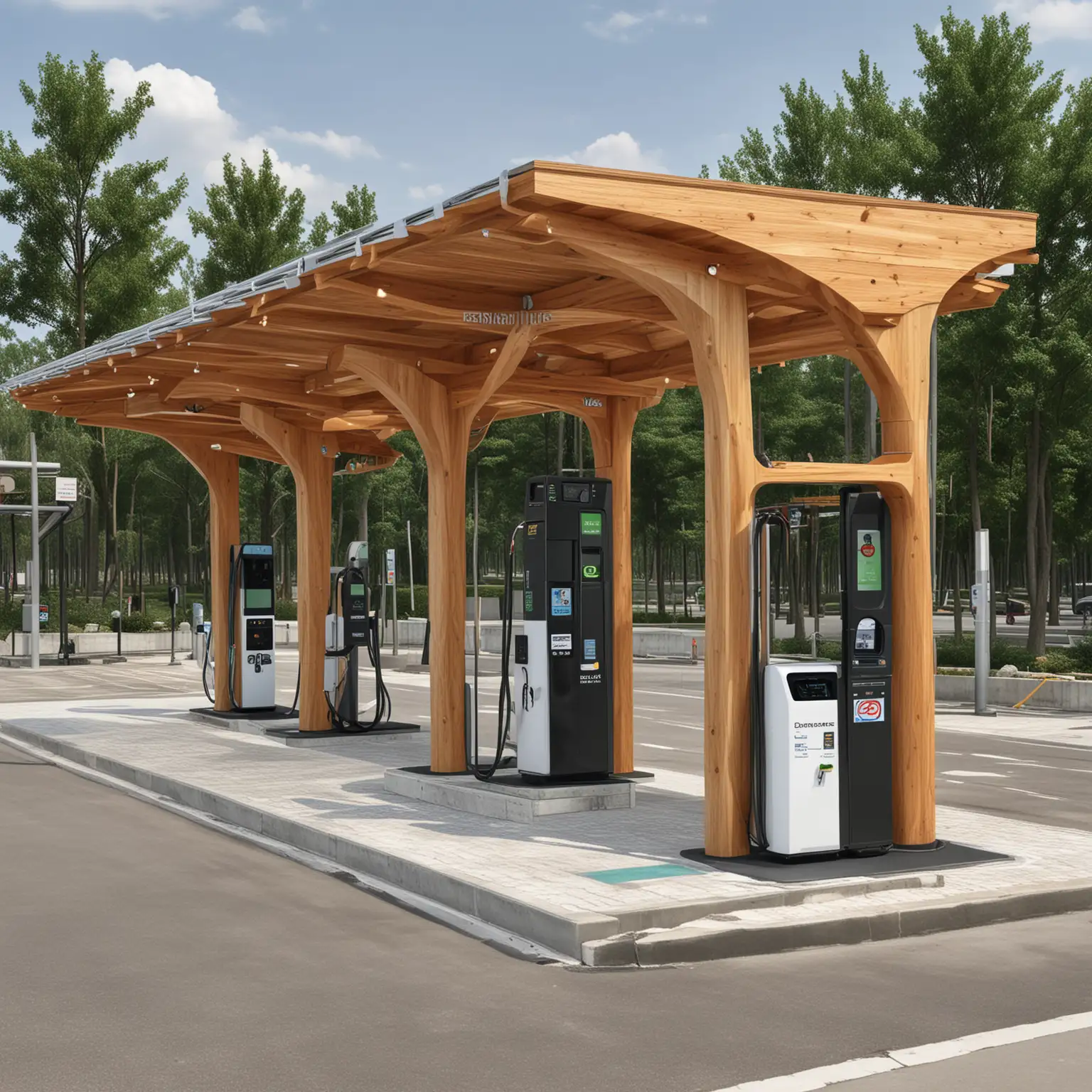 Futuristic Glulam EV Fast Charging Stations Design