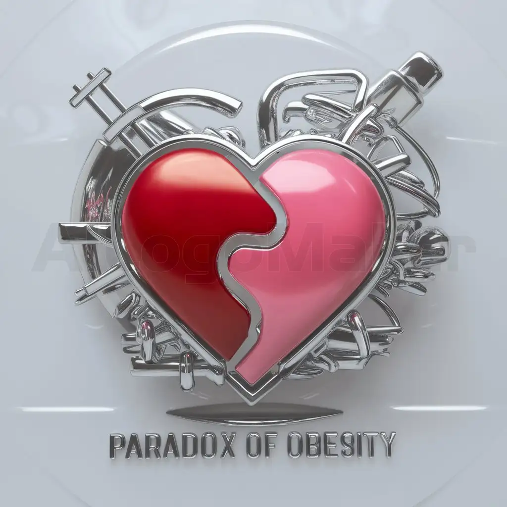 a logo design,with the text "paradox of obesity", main symbol:corazón de color rojo con rosado,complex,be used in salud industry,clear background
