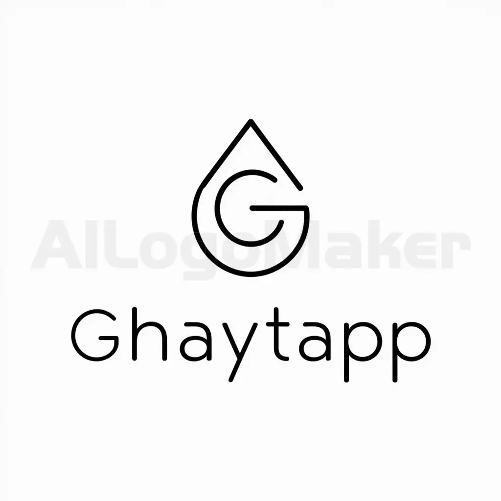 a logo design,with the text "GhaytApp", main symbol:A clear minimalistic logo for a water consumption app,Minimalistic,be used in Others industry,clear background