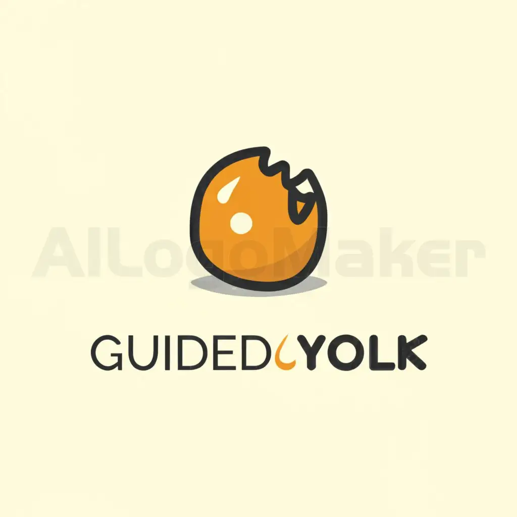 a logo design,with the text 'GuidedYolk', an egg yolk image needs to replace the letter 'o'