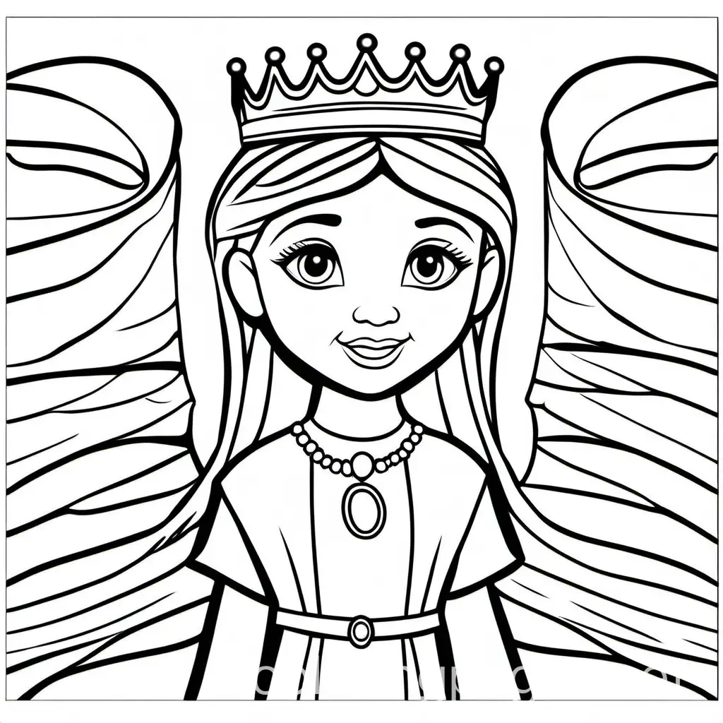 Princess Isabella, Coloring Page, black and white, line art, white background, Simplicity, Ample White Space. The background of the coloring page is plain white to make it easy for young children to color within the lines. The outlines of all the subjects are easy to distinguish, making it simple for kids to color without too much difficulty, Coloring Page, black and white, line art, white background, Simplicity, Ample White Space. The background of the coloring page is plain white to make it easy for young children to color within the lines. The outlines of all the subjects are easy to distinguish, making it simple for kids to color without too much difficulty 