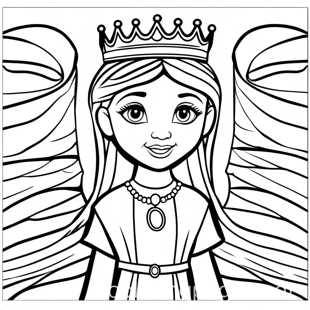 Princess Isabella, Coloring Page, black and white, line art, white background, Simplicity, Ample White Space. The background of the coloring page is plain white to make it easy for young children to color within the lines. The outlines of all the subjects are easy to distinguish, making it simple for kids to color without too much difficulty, Coloring Page, black and white, line art, white background, Simplicity, Ample White Space. The background of the coloring page is plain white to make it easy for young children to color within the lines. The outlines of all the subjects are easy to distinguish, making it simple for kids to color without too much difficulty