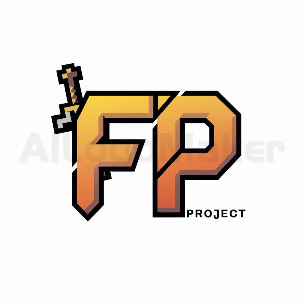 a logo design,with the text "Logo for minecraft game. In gradient style, possibly using two letters FP", main symbol:Fantasy Project,Moderate,be used in Others industry,clear background