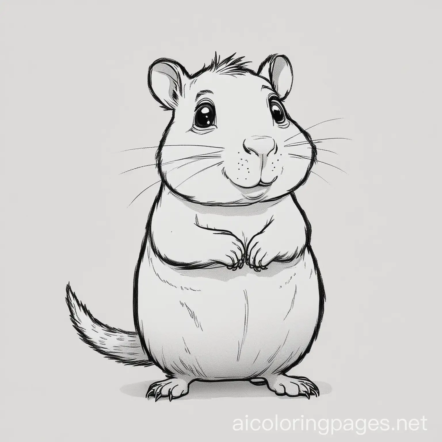 Cartoon character Agouti, Coloring Page, black and white, line art, white background, Simplicity, Ample White Space