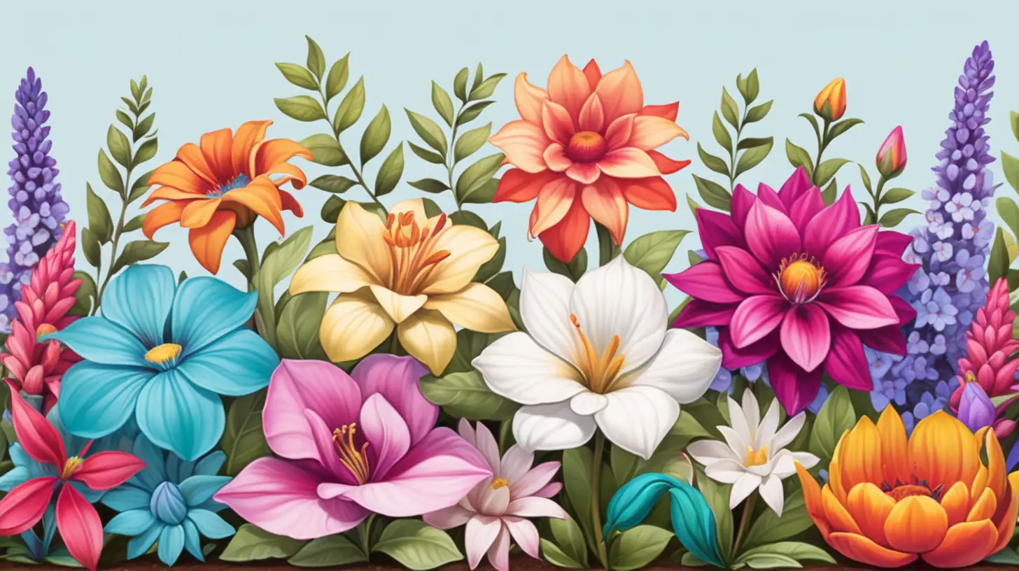 create a flower border with vibrant colors. Make it with a modern aesthetic. 