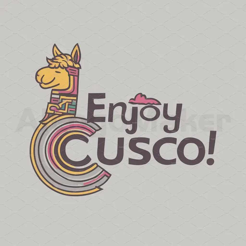 a logo design,with the text Enjoy Cusco!, main symbol:llama (animal)