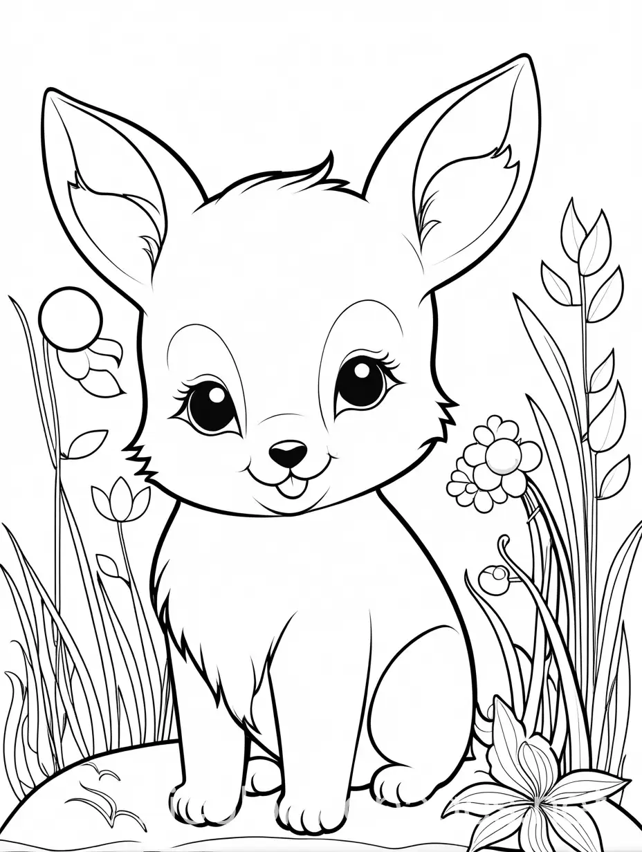 Simple-Baby-Animals-Coloring-Page-EasytoColor-Line-Art-on-White-Background