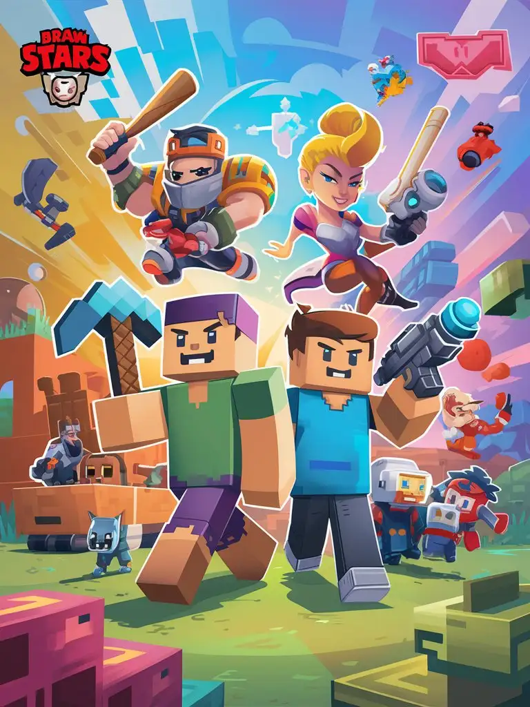 Roblox-Minecraft-and-Brawl-Stars-Characters-Unite-in-Gaming-Adventure