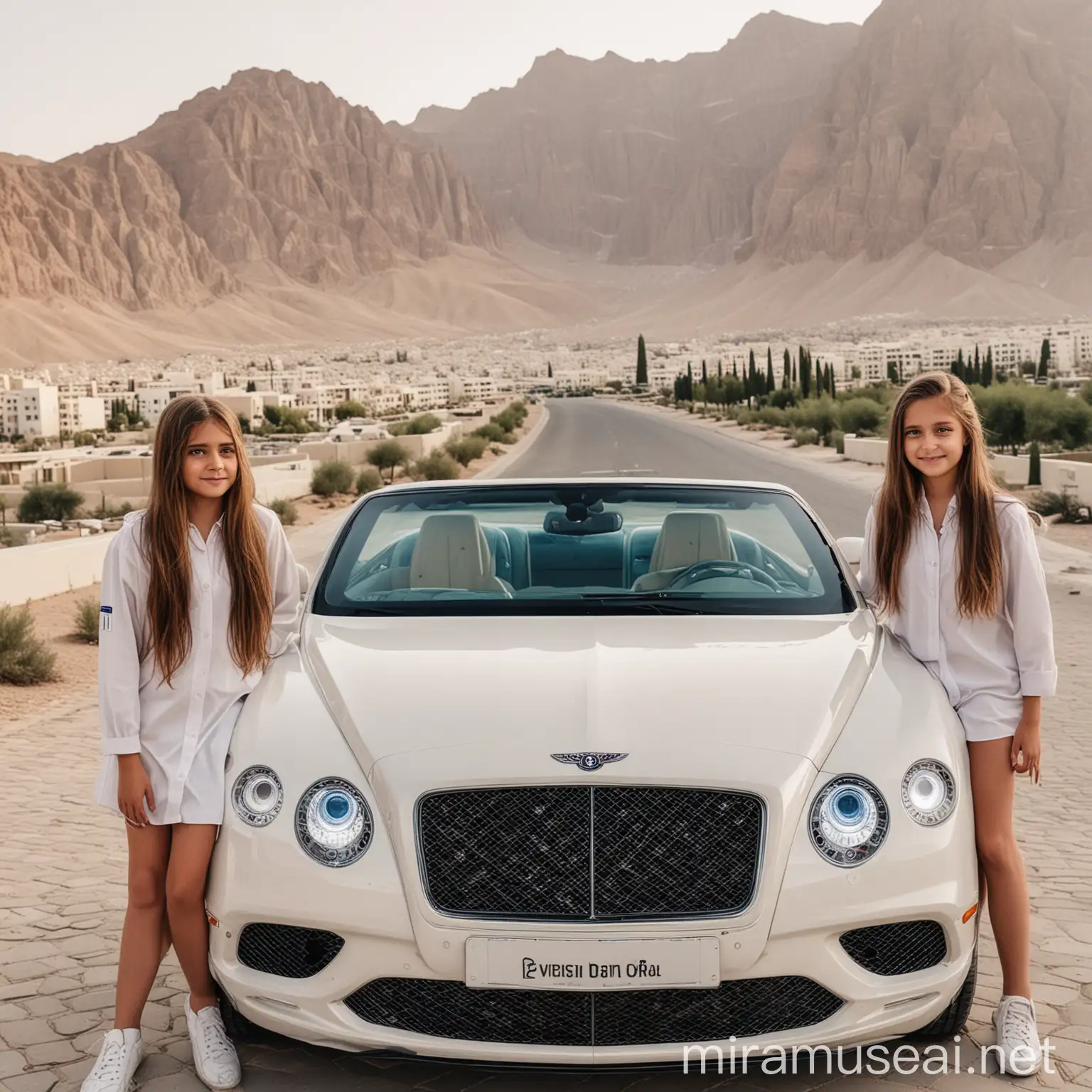 Affluent Family Father Picks Up Twins from School in Bentley Continental GT Convertible