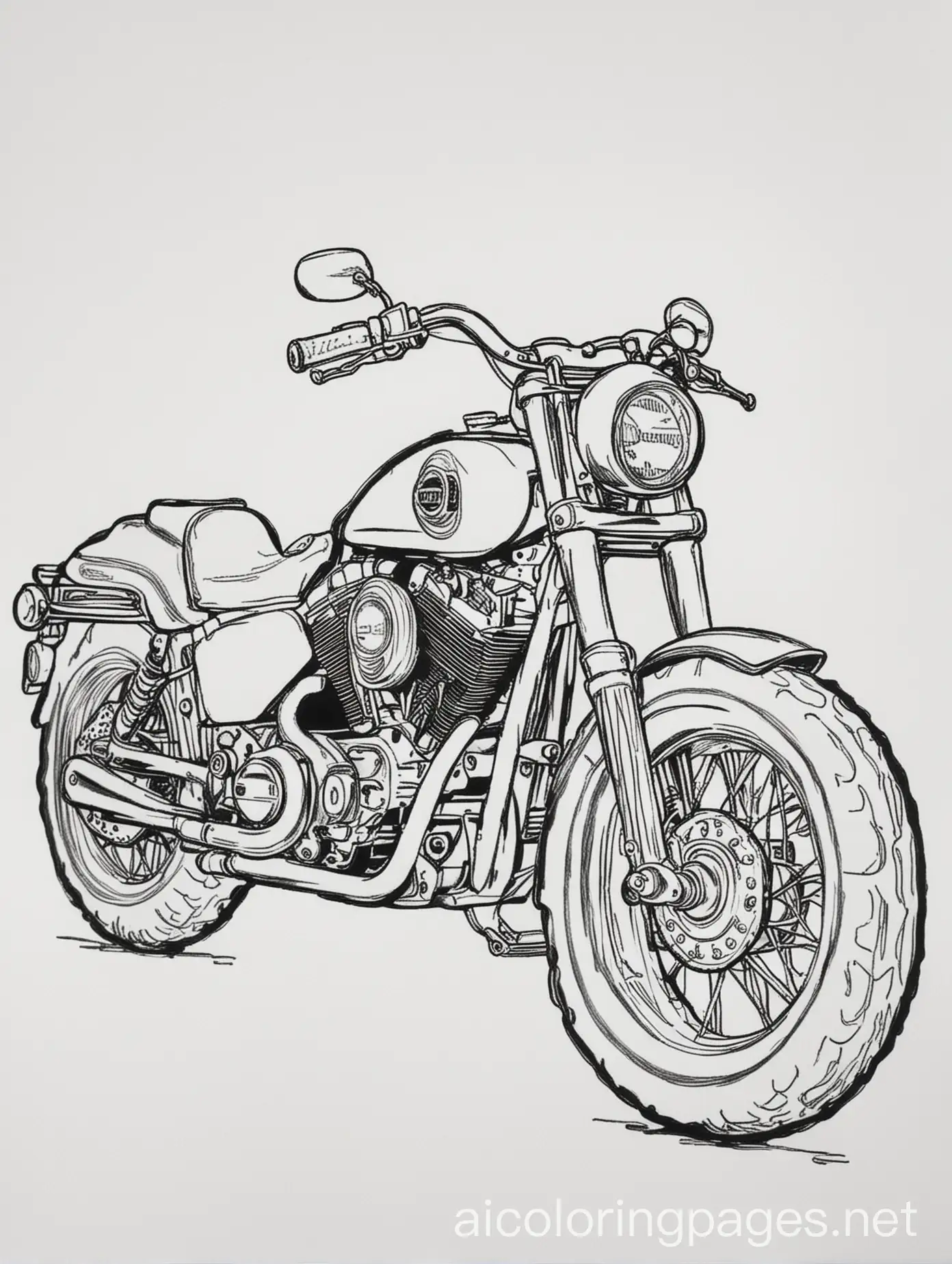 Harley-Motorcycle-Coloring-Page-Big-Chrome-Bike-on-Scenic-Winding-Road