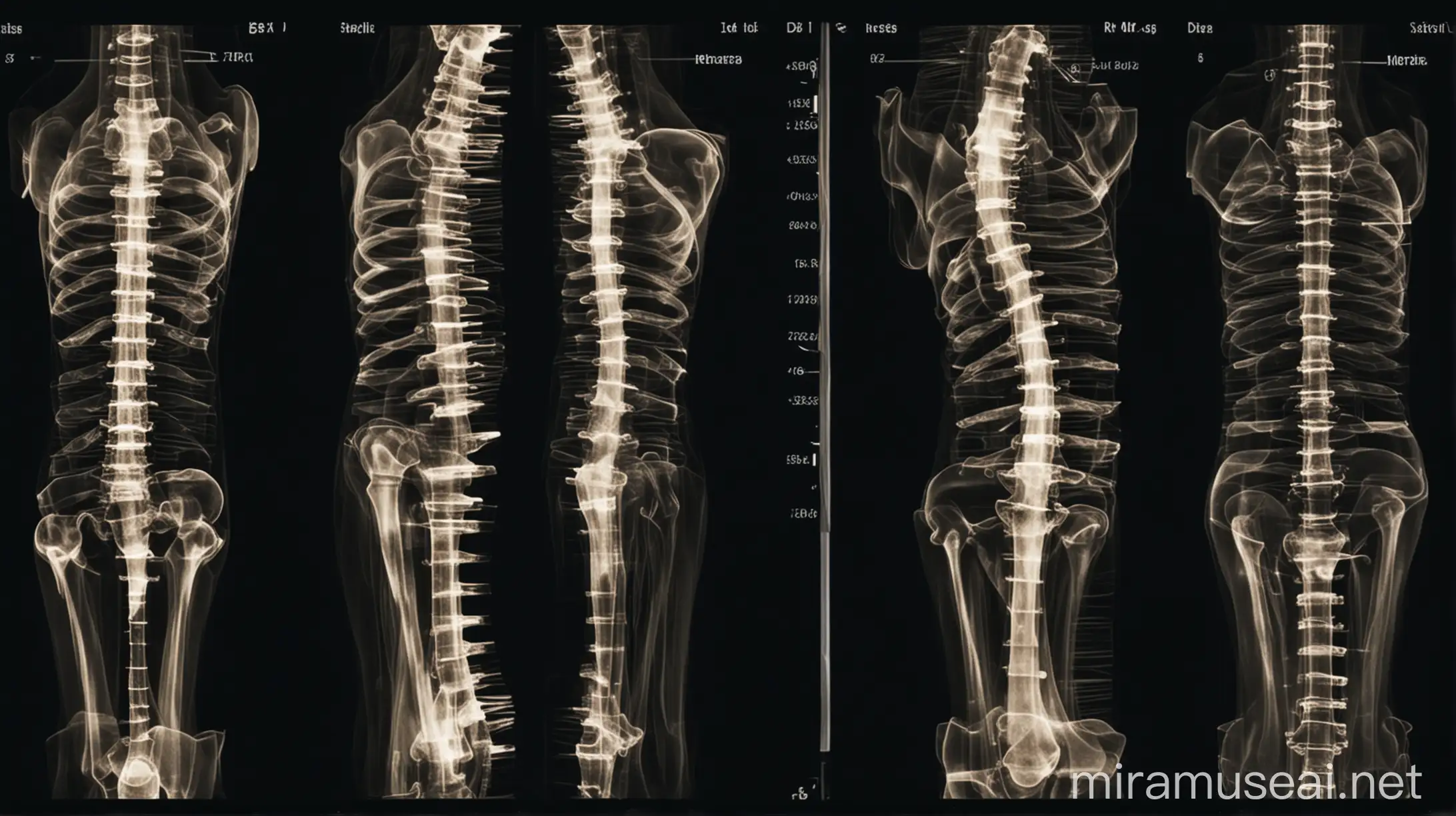A simple, technologic and interesting image of medical radiographic imaging of human spine to see alignment.