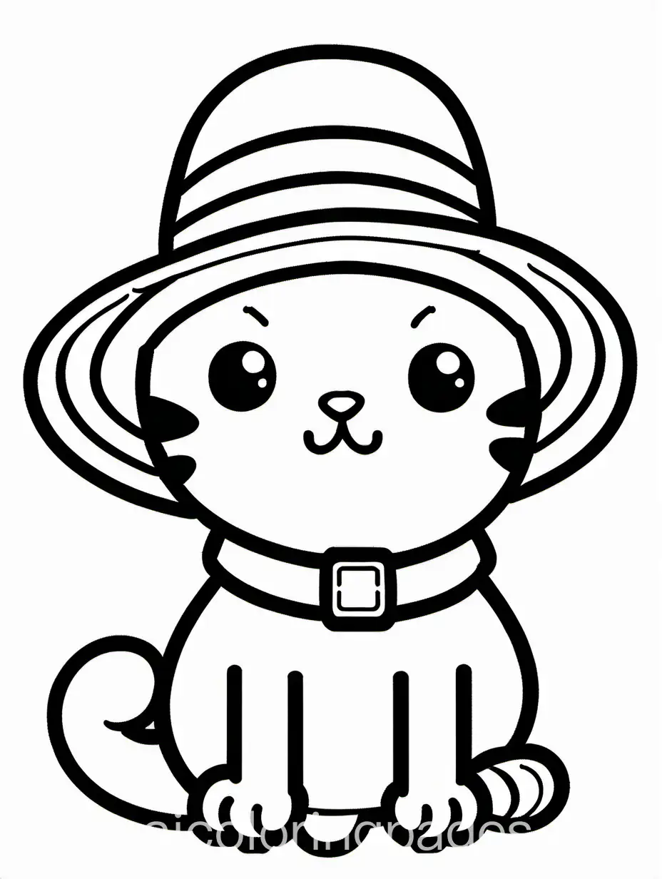 Cat-with-Hat-Coloring-Page-Simple-Black-and-White-Line-Art-for-Kids