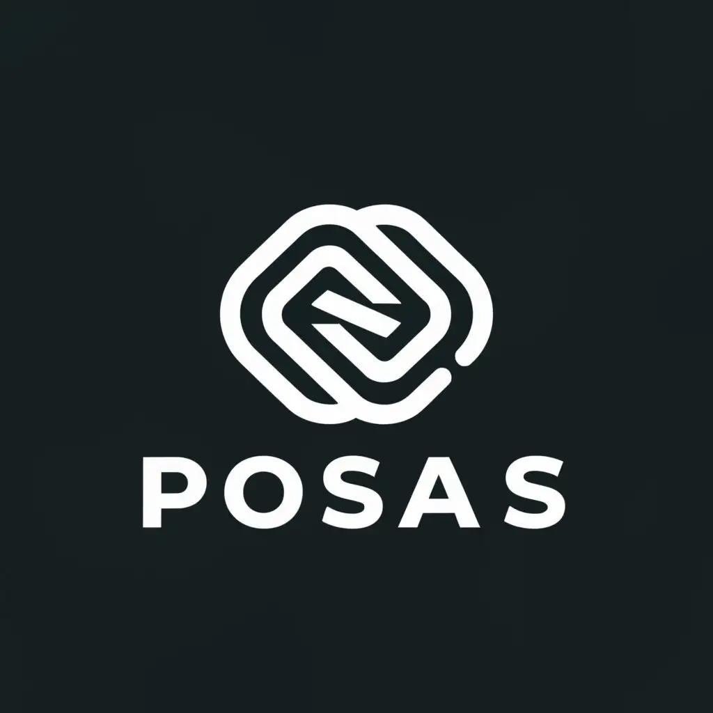 a logo design,with the text "posas", main symbol:abstract lines,Minimalistic,be used in Technology industry,clear background