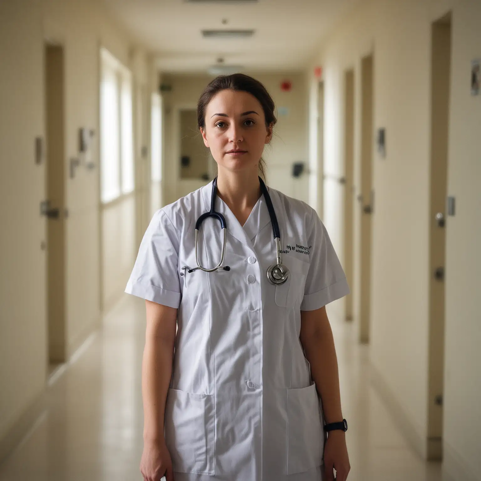 a nurse at a prestigious mental health hospital, no stethoscope