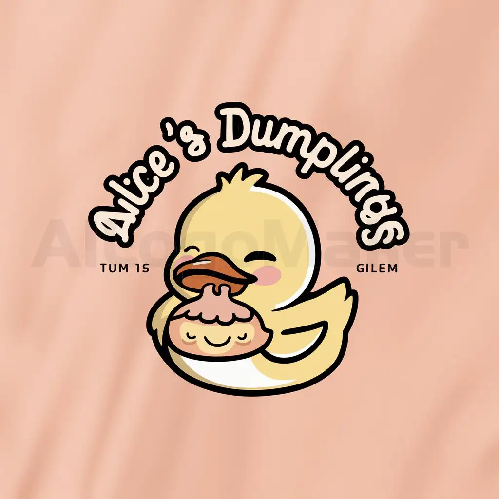 LOGO-Design-For-Alices-Dumplings-Playful-Yellow-Duck-with-Dumpling-Accent