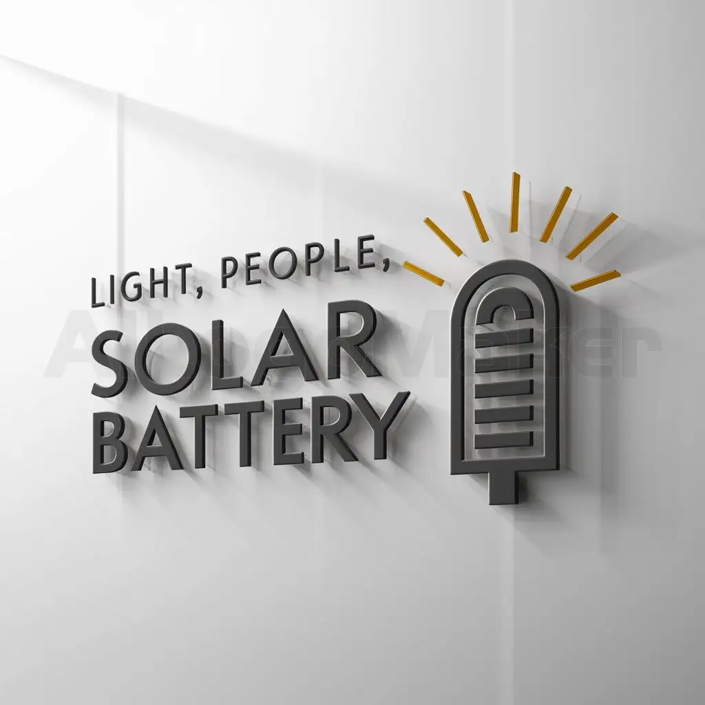 a logo design,with the text "Light, people, solar battery", main symbol:Solar battery,Moderate,clear background