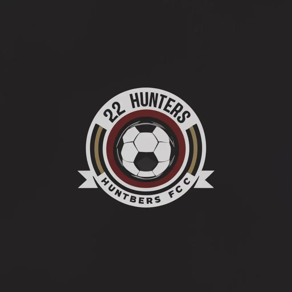 a logo design,with the text '22 HUNTERS FC', main symbol:Soccer ball,Moderate, be used in Others industry,clear background