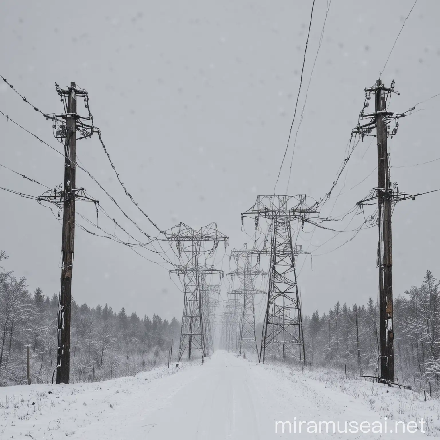 Snowy Conditions Transmission Line Insulators at Work