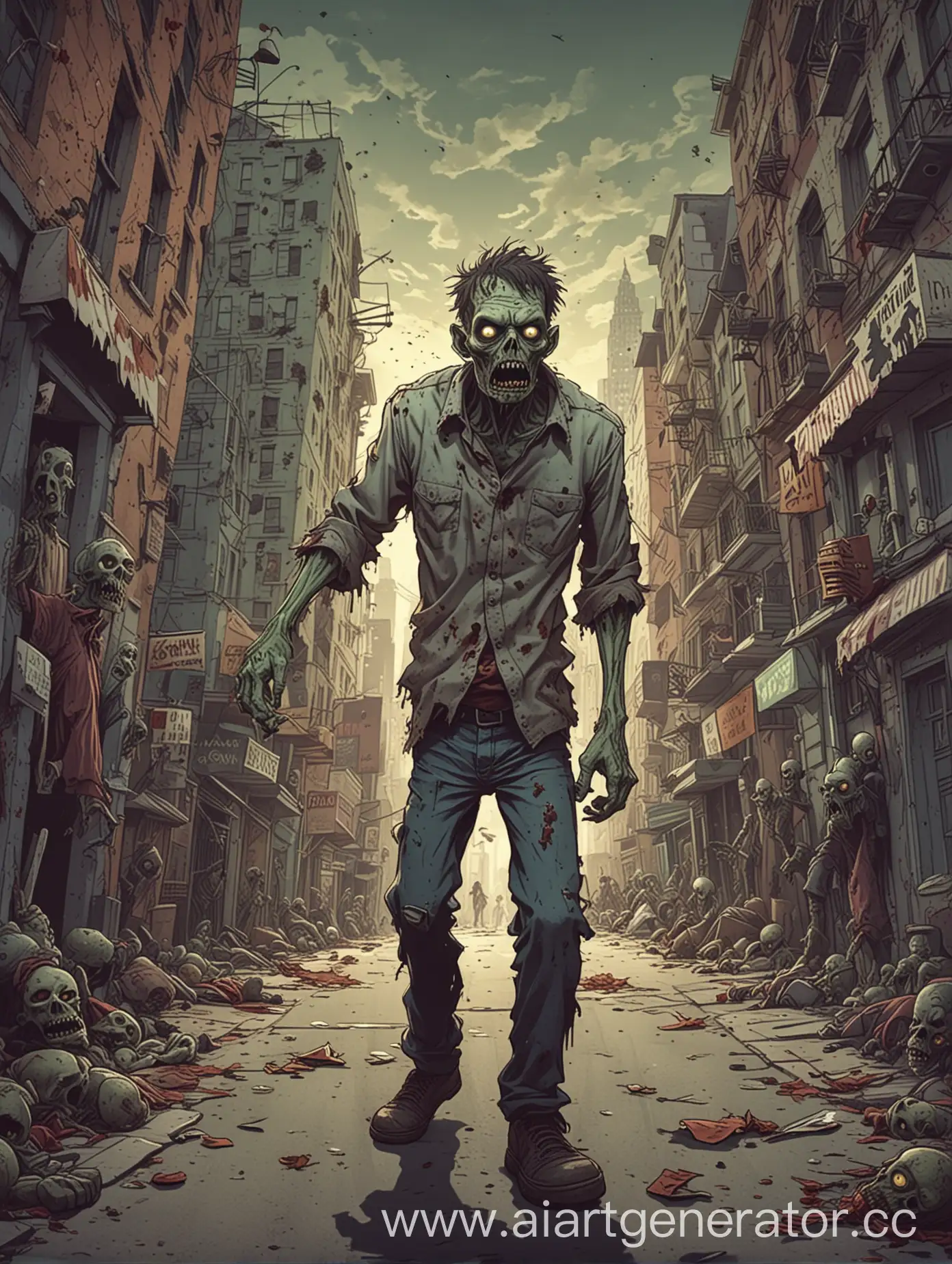 Cartoonish-Zombie-Roams-the-City-Streets