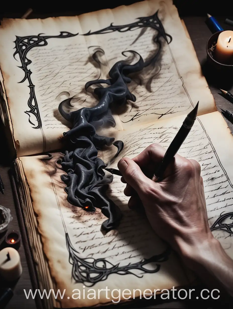 Hand-Writing-on-Stained-Manuscript-with-Threads-of-Fate