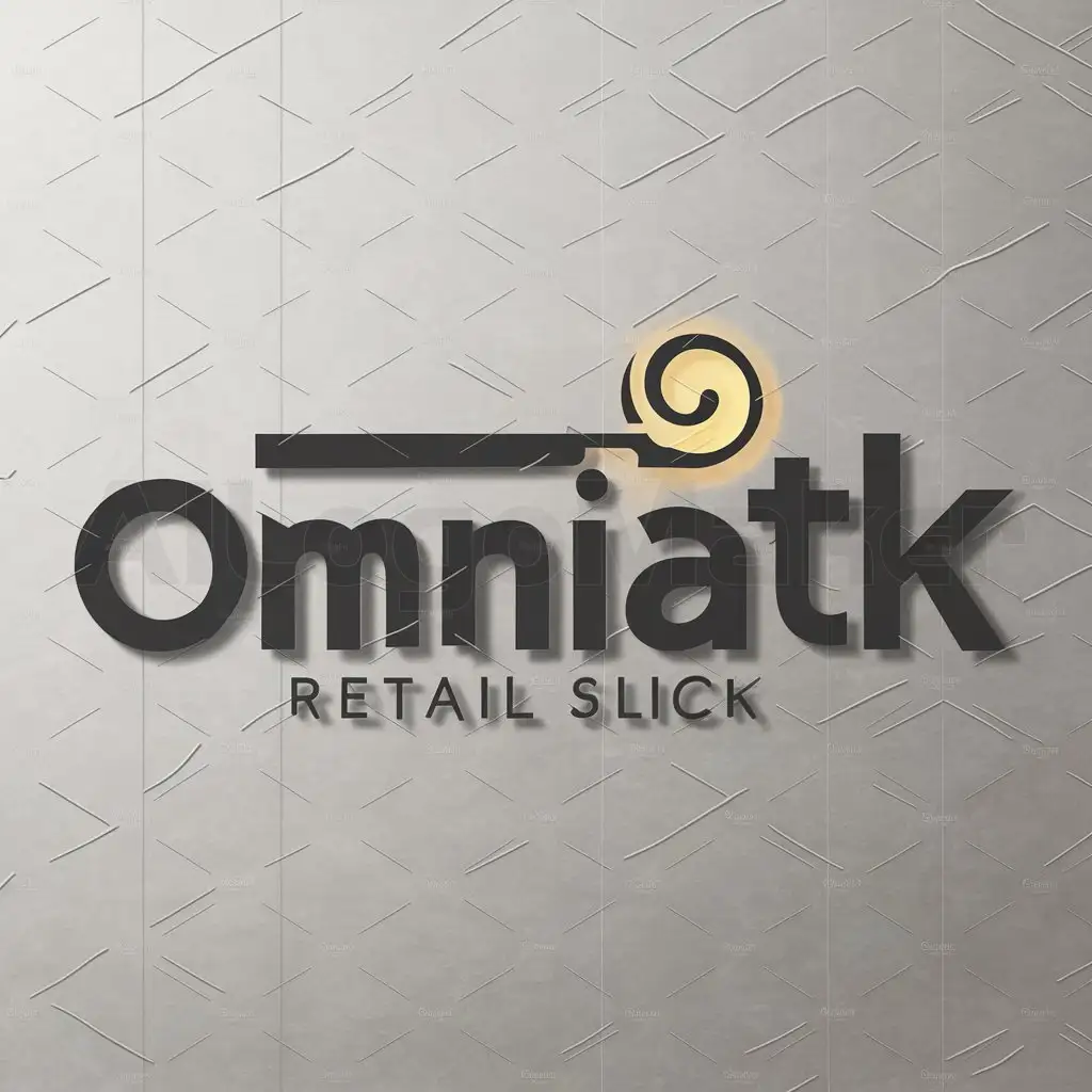 a logo design,with the text "Omniatk", main symbol:magical stick,Moderate,be used in Retail industry,clear background