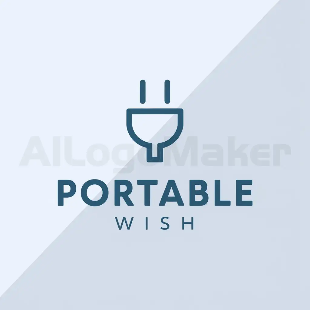 a logo design,with the text "Portable Wish", main symbol:ein stromstecker,Moderate,be used in Technology industry,clear background
