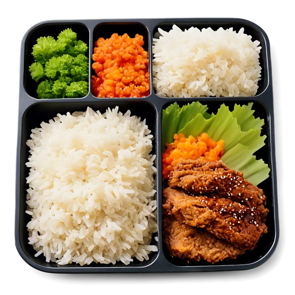 bento, katsu, rice,  top view