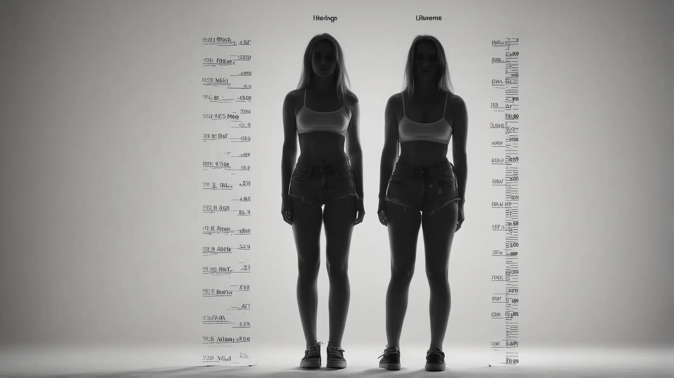 Silhouette of Plump American Female with Height Chart