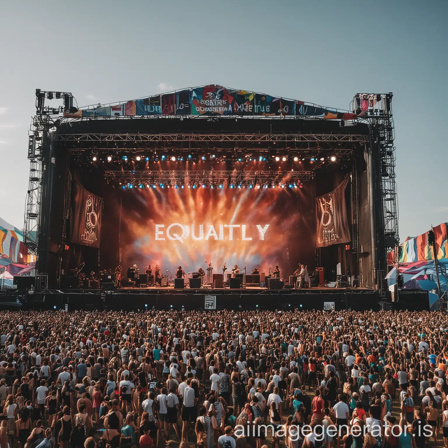 een podium van een muziekfestival die als thema gelijkheid heeft