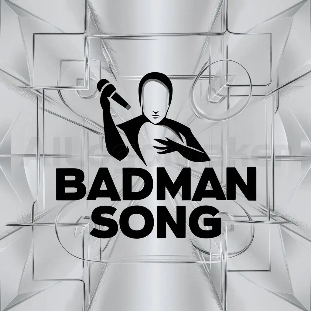 a logo design,with the text "Badman song", main symbol:Person with microphone,complex,clear background