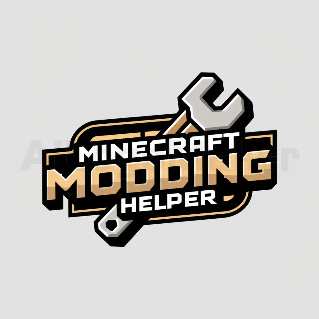 a logo design,with the text "minecraft modding helper", main symbol:wrench minecraft style,Moderate,be used in Technology industry,clear background