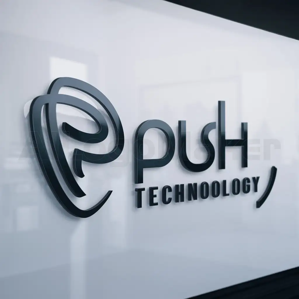 a logo design,with the text "PUSH Technology", main symbol:smooth lines,complex,be used in Internet industry,clear background