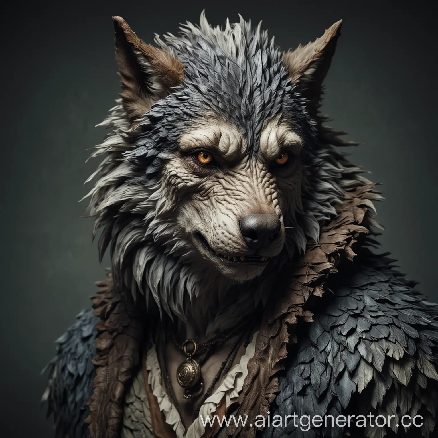 Lonely-Monster-Portrait-Humanlike-Wolf-with-Unique-Scaly-Features