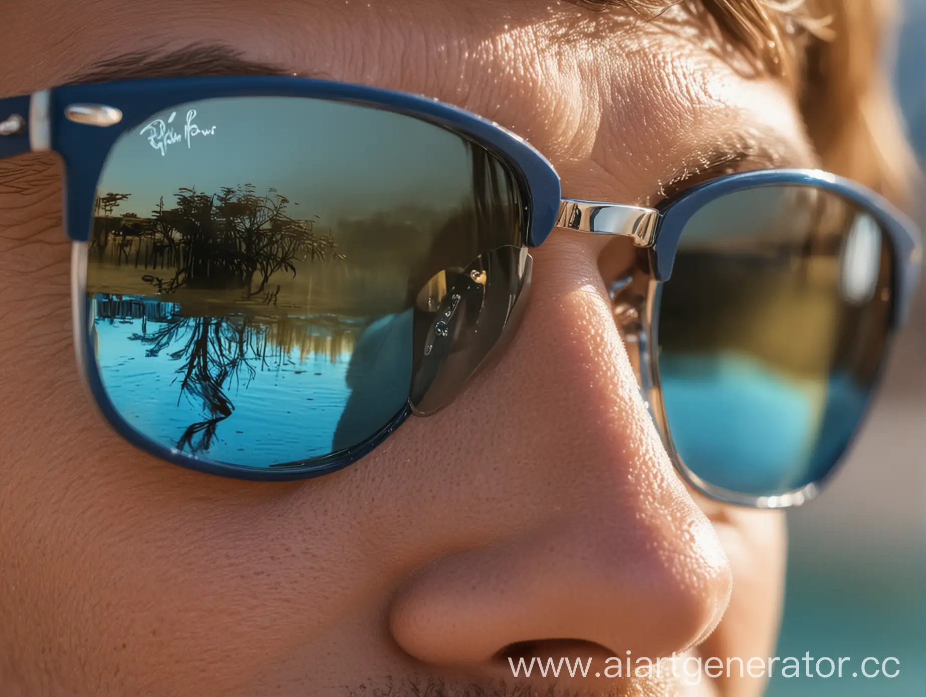 Reflection-of-Blue-Lenses-in-SunProtective-RayBan-Sunglasses