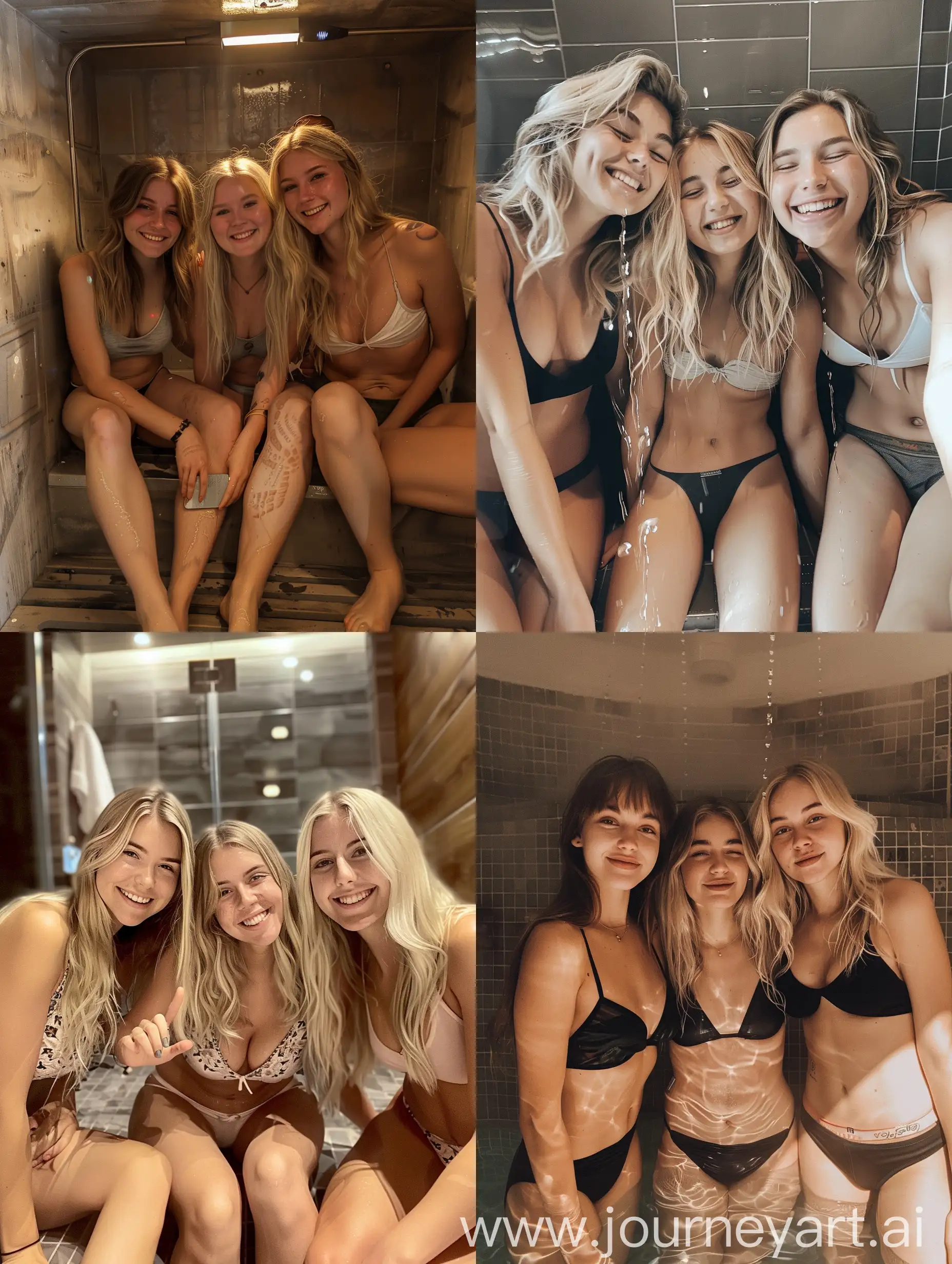 Three-Young-Women-Relaxing-in-a-Steam-Room