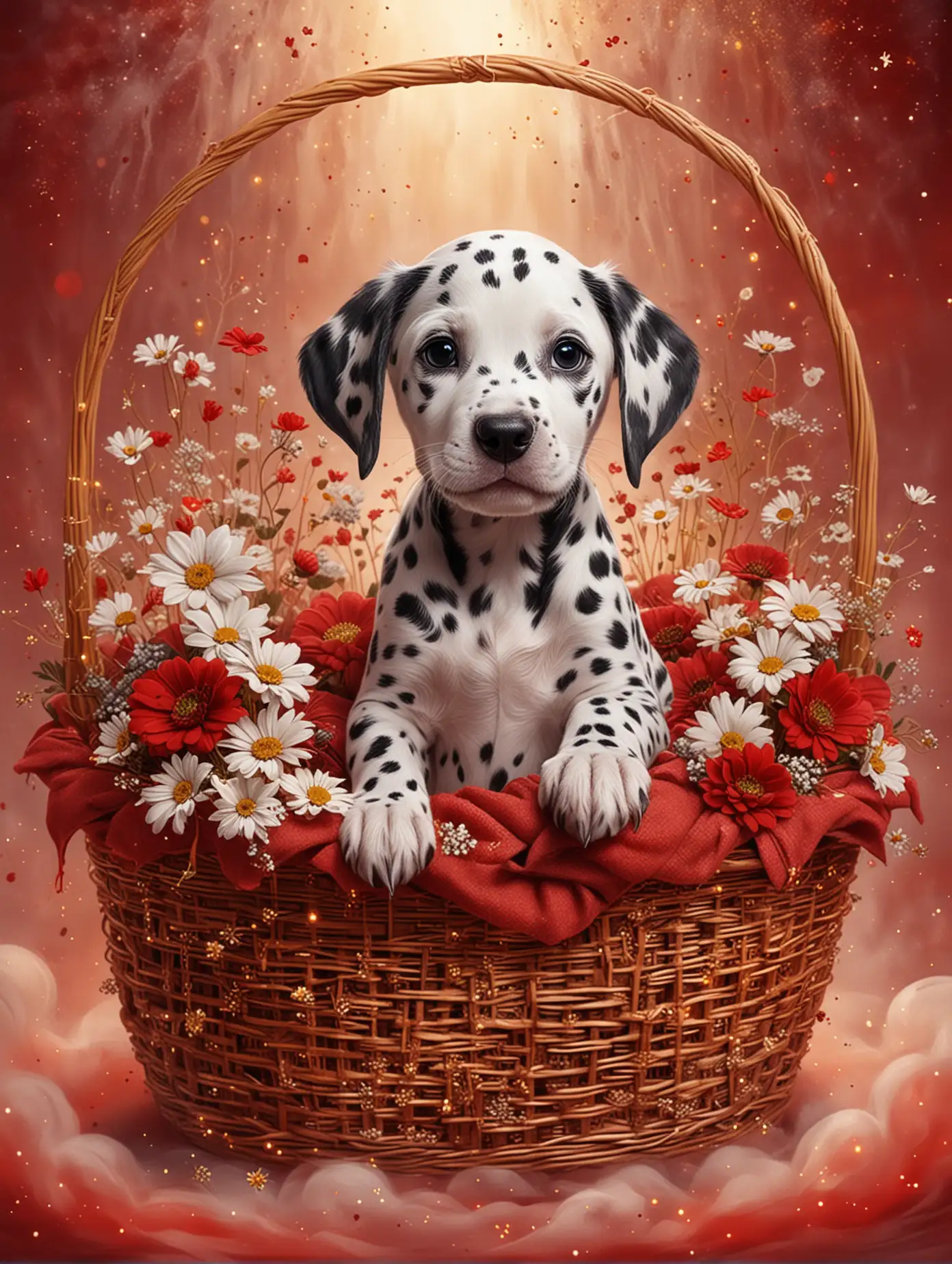 Dalmatian Puppy Surrounded by Enchanting Floral Magic