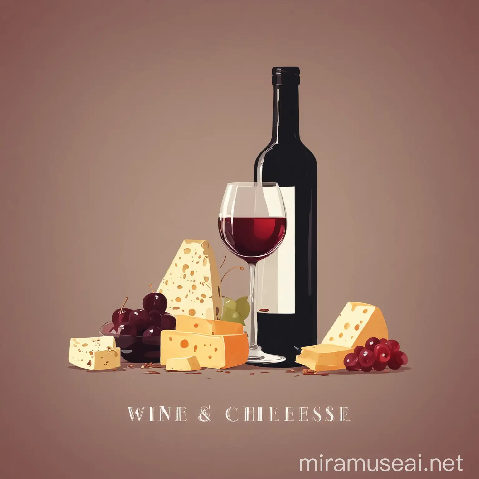 вино и сыр дегустация, векторная иллюстрация, минимализм