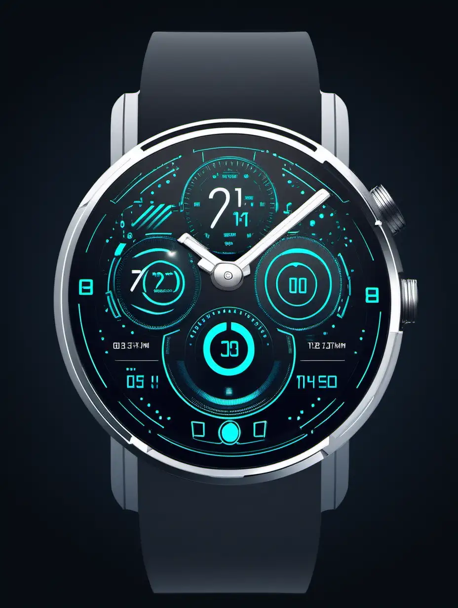 Futuristic Smartwatch Face with Dynamic Digital Display