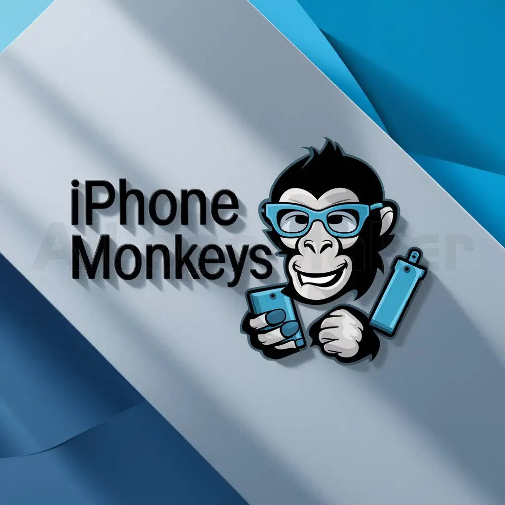 a logo design,with the text "iphone monkeys", main symbol:iphone monkeys,complex,clear background