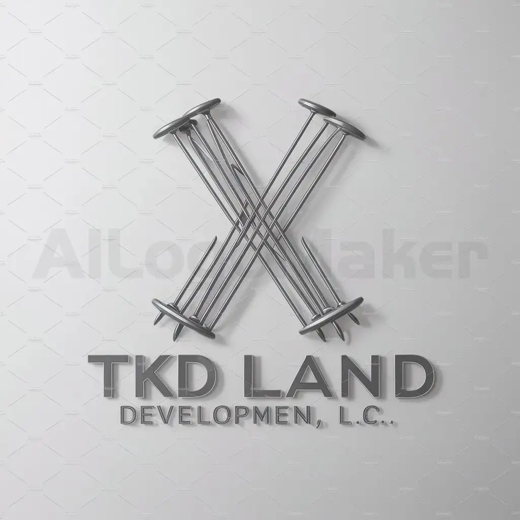 a logo design,with the text "TKD Land Development Company, L.L.C.", main symbol:the letter x but in nails,Moderate,be used in Construction industry,clear background