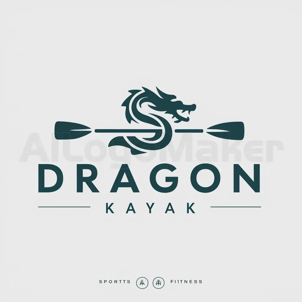 a logo design,with the text "Dragon Kayak", main symbol:Chinese Dragon and Kayak,Moderate,be used in Sports Fitness industry,clear background