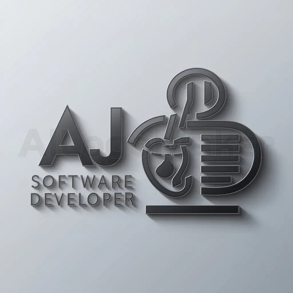 a logo design,with the text "AJ", main symbol:softwaredeveloper,complex,be used in Technology industry,clear background