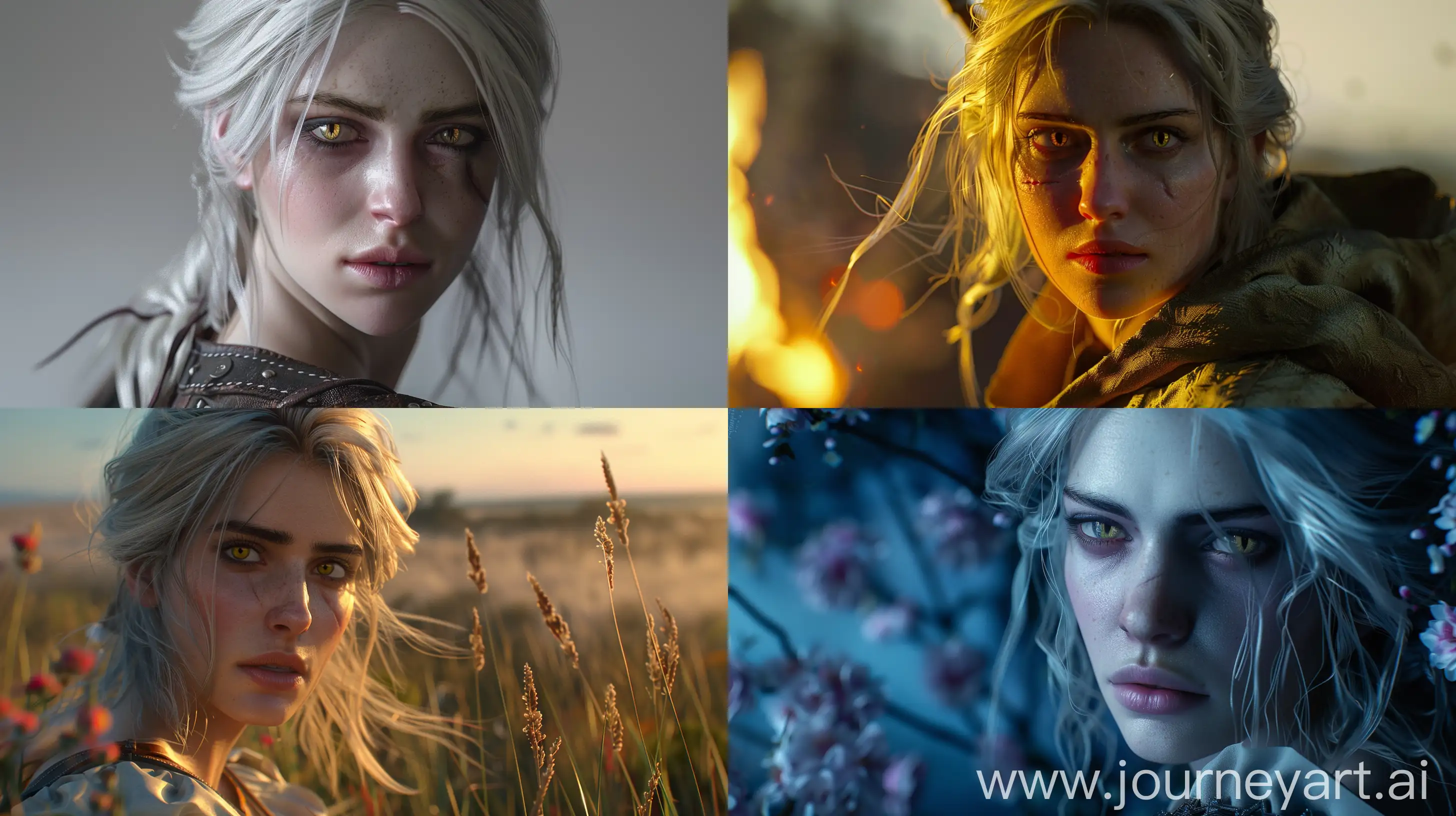 Ciri from The Witcher 3, cinematic lighting, ultra realistic, 4K, --ar 16:9