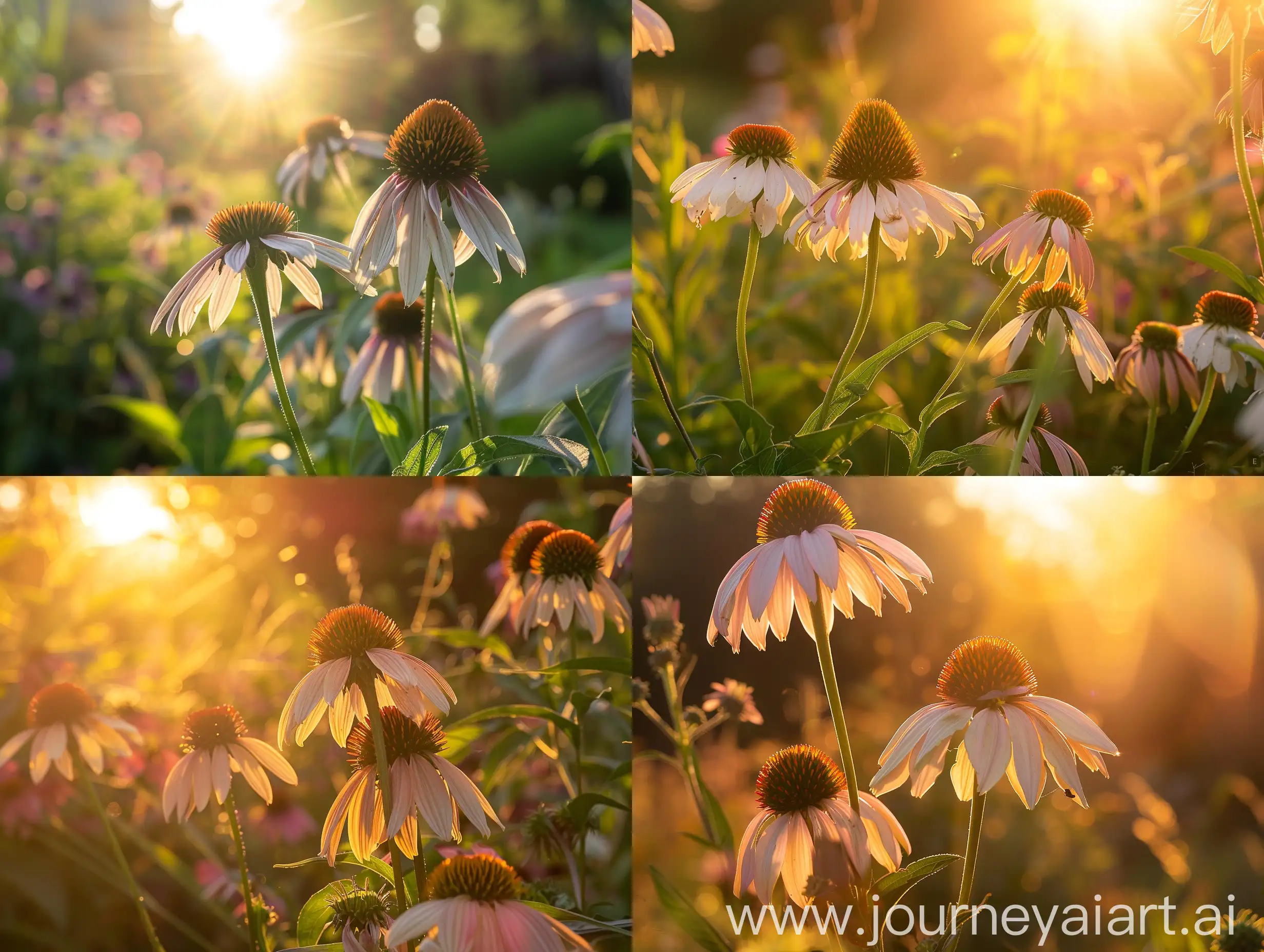 Serene-Echinacea-Pretty-Parasols-in-Golden-Sunlight