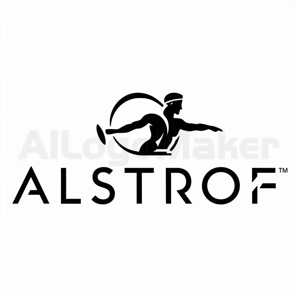 a logo design,with the text "alstrof", main symbol:Discobolus MAN ANCIENT GREECE SYMBOL,Minimalistic,be used in Entertainment industry,clear background