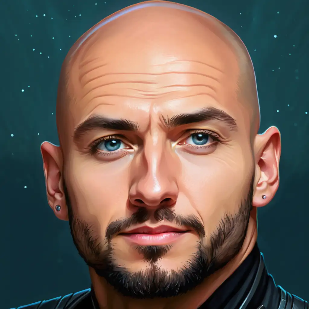Futuristic 25YearOld Bald SciFi Portrait