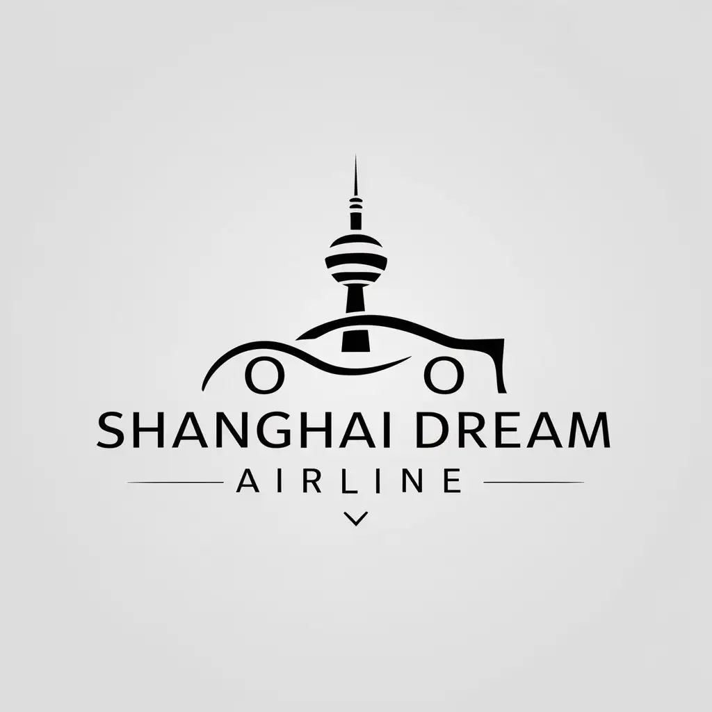 a logo design,with the text "Shanghai Dream Airline", main symbol:car/Orient Pearl,Minimalistic,be used in Education industry,clear background