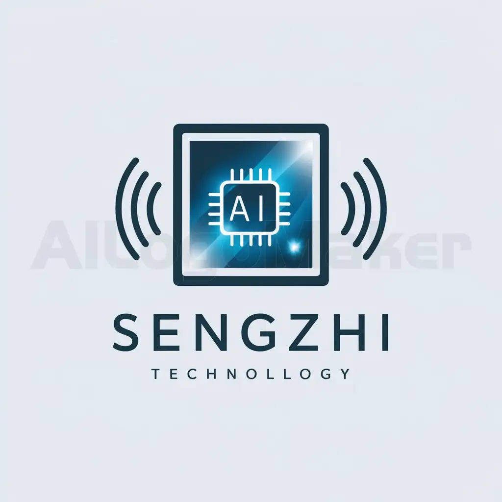 a logo design,with the text "Sengzhi Technology", main symbol:color LCD screen, wireless connection, AI, smart chip,Minimalistic,clear background