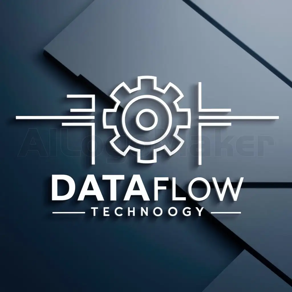 a logo design,with the text "dataflow", main symbol:engine,Minimalistic,be used in Technology industry,clear background
